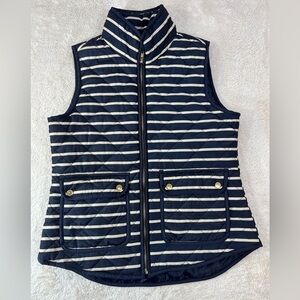 NWT WILLI SMITH Ecru/Navy Blue Striped Vest with Zipper Size Medium